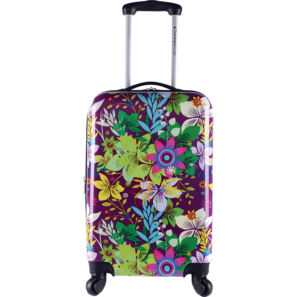 Travelers Club Luggage Charlott 20 Expandable Hardside Rolling Carry On Purple Flower Travelers Club Luggage Hardside Carry On