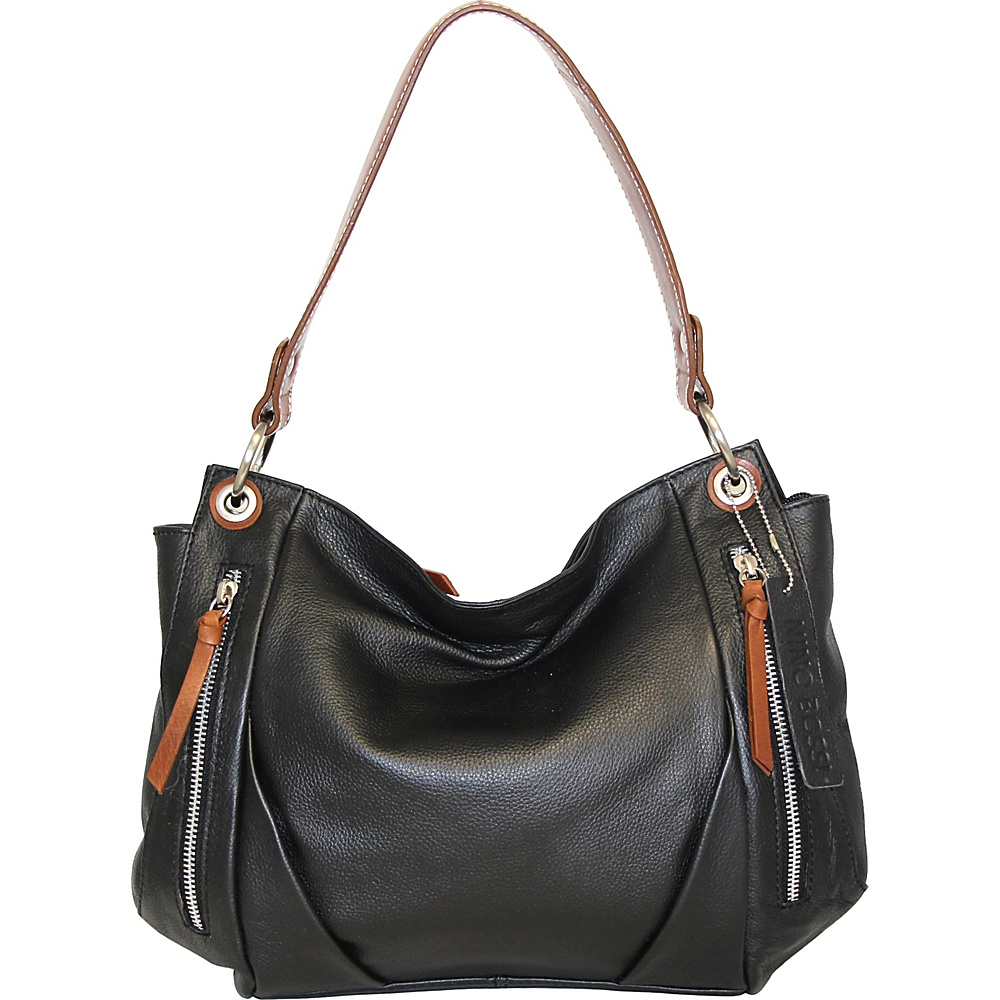 Nino Bossi Lilac Bloom Shoulder Bag Black Nino Bossi Leather Handbags