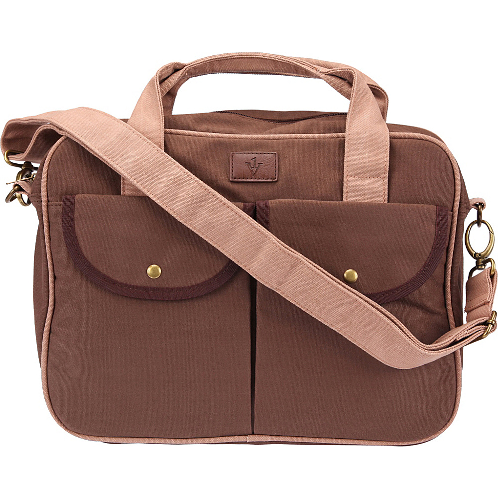 1Voice The Gentry Charging Messenger Bag with 10 000mAh Battery Built in Brown 1Voice Messenger Bags