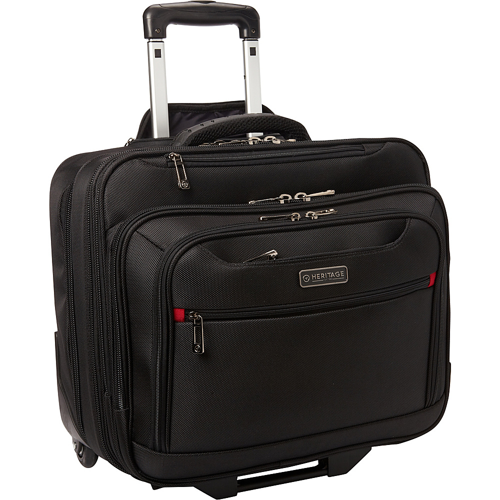 Heritage Triple Compartment Wheeled Computer Portfolio Overnighter Black Heritage Wheeled Business Cases