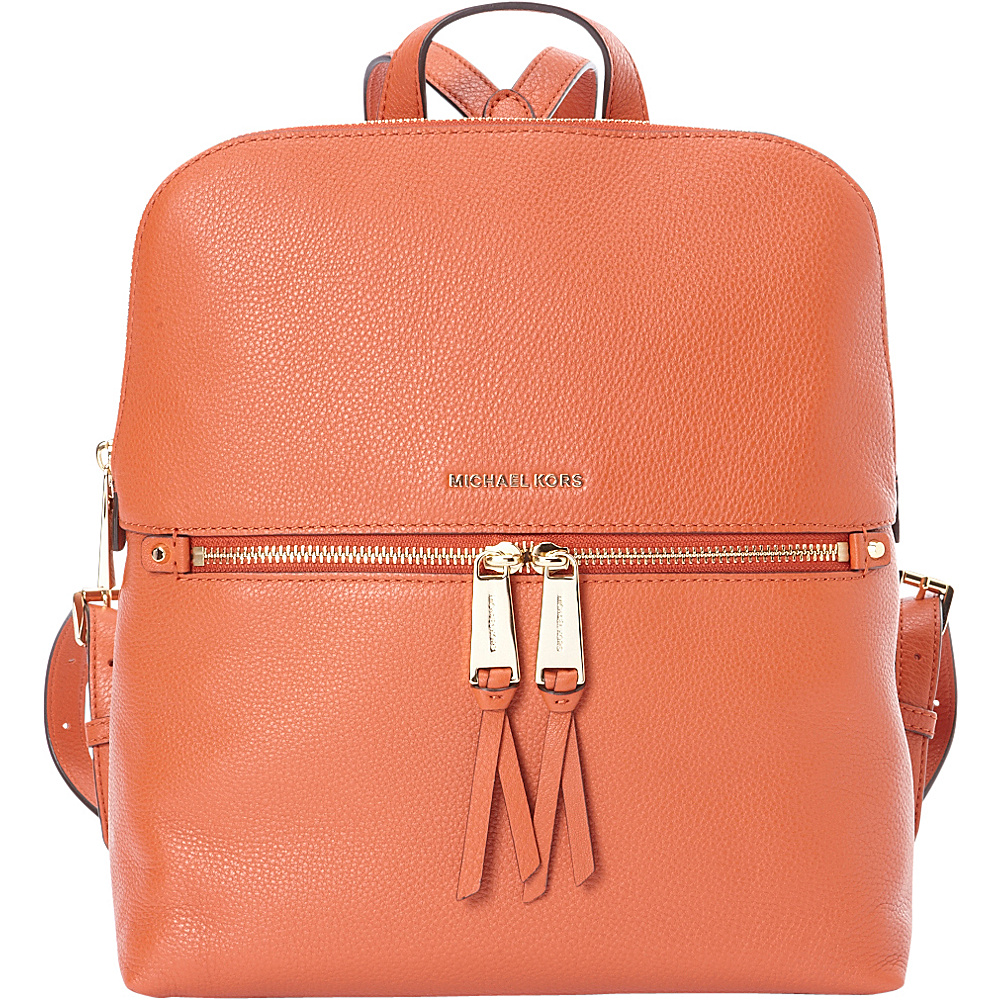 MICHAEL Michael Kors Rhea Zip Medium Slim Backpack Orange - MICHAEL Michael Kors Designer Handbags