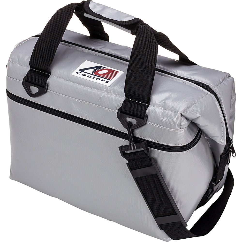 AO Coolers 24 Pack Vinyl Soft Cooler Silver AO Coolers Outdoor Coolers