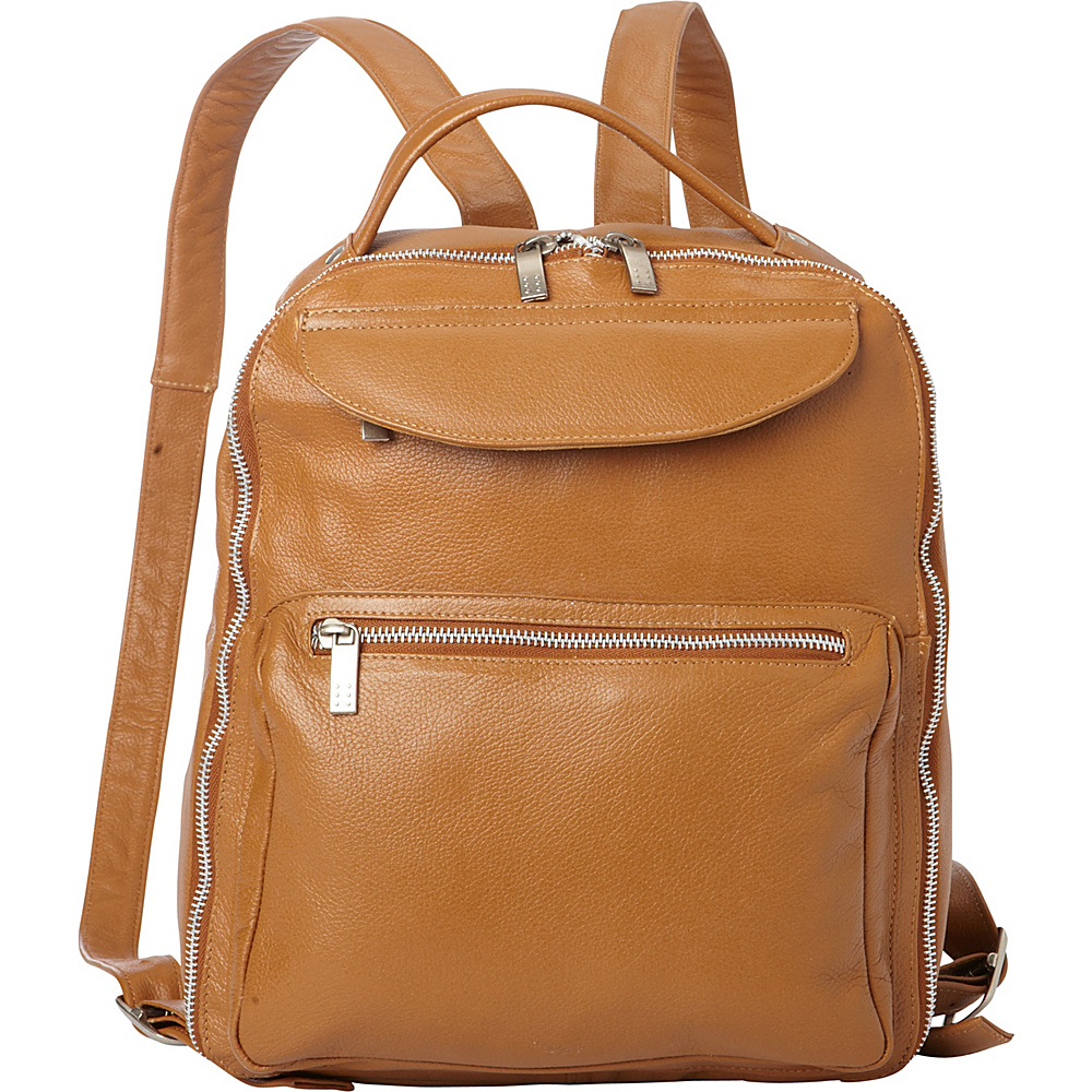 Piel Front Pocket Leather Backpack Saddle Piel Leather Handbags