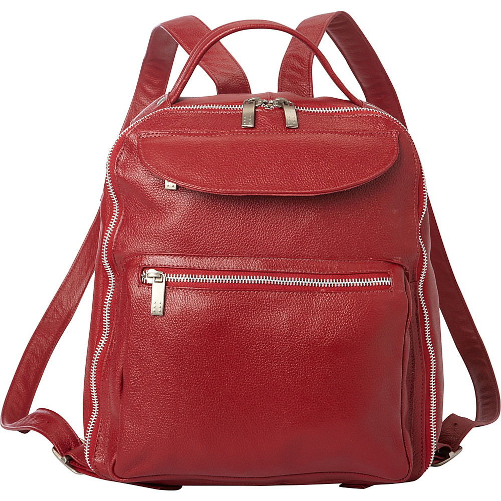 Piel Front Pocket Leather Backpack Red Piel Leather Handbags