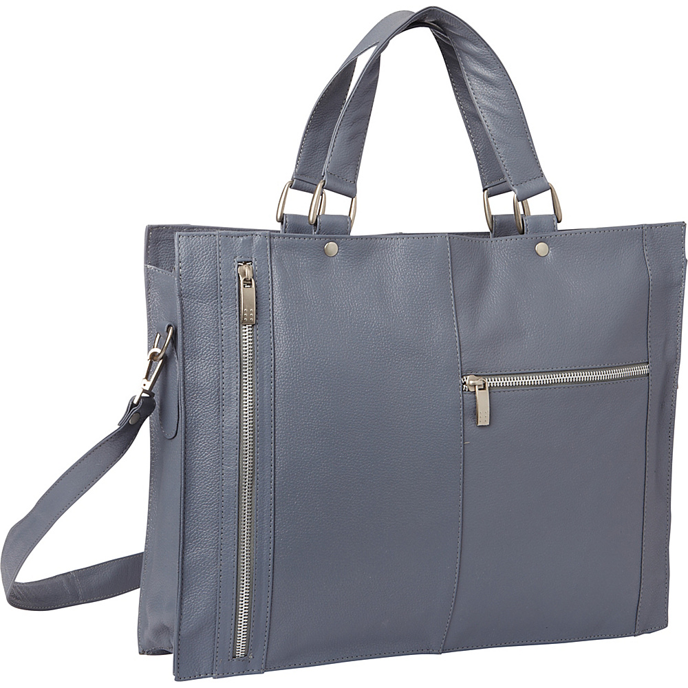 Piel Soft Sided Leather Portfolio Gray Piel Women s Business Bags
