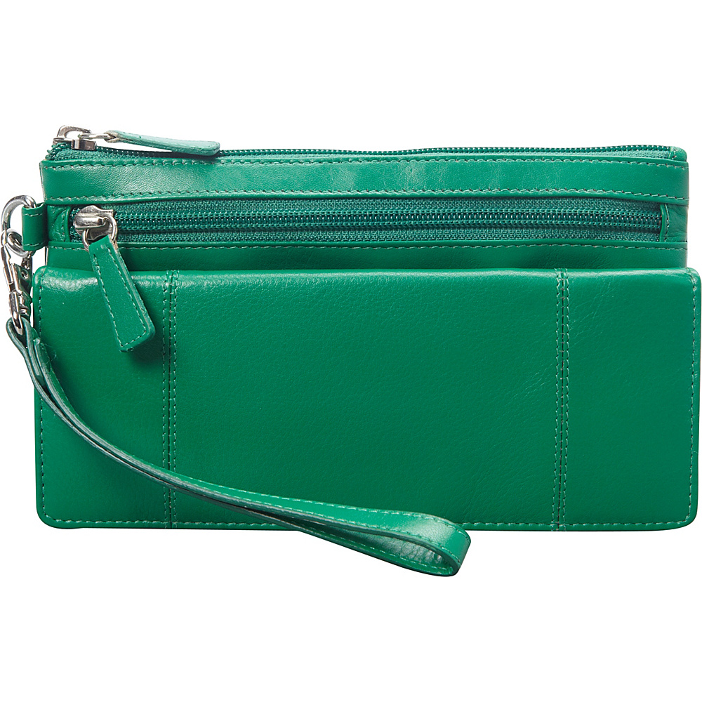 Mancini Leather Goods Ladies RFID Secure Wristlet Wallet Apple Green Mancini Leather Goods Women s Wallets