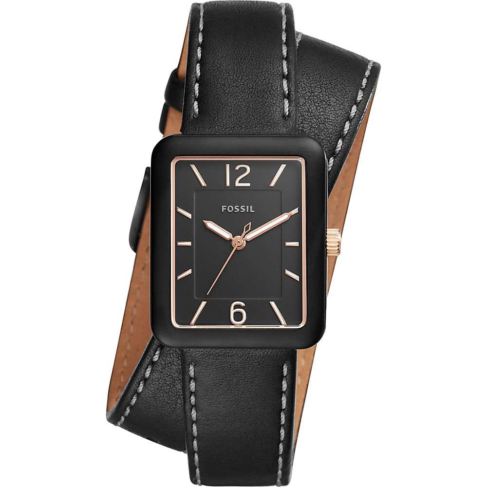 Fossil Atwater 3 Hand Leather Wrap Watch Black Fossil Watches