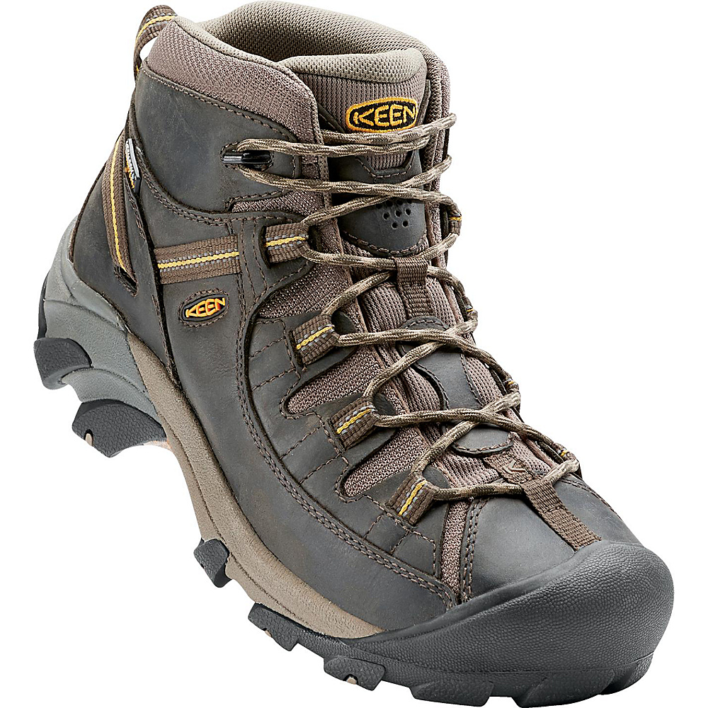 KEEN Mens Targhee II Mid Waterproof Hiking Boot 10.5 M Regular Medium Black Olive Yellow KEEN Men s Footwear