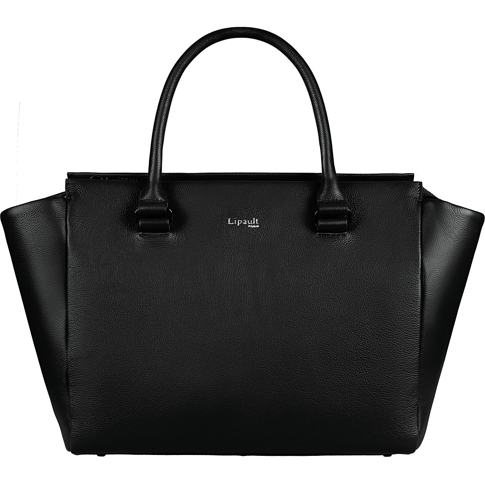 Lipault Paris Plume Elegance Medium Leather Satchel Bag Black - Lipault Paris Leather Handbags