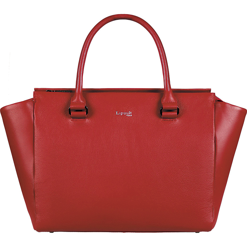 Lipault Paris Plume Elegance Medium Leather Satchel Bag Ruby - Lipault Paris Leather Handbags