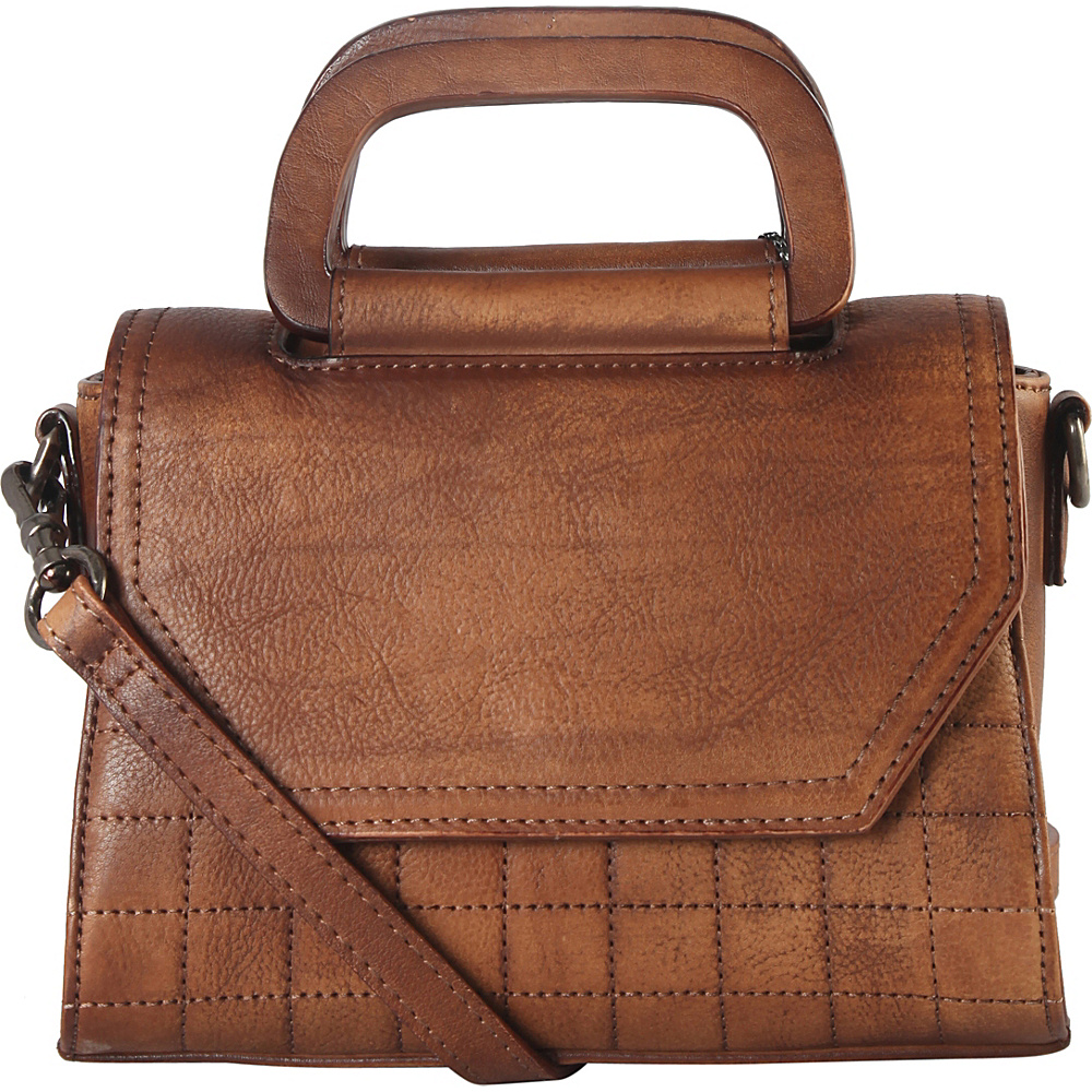 Diophy Quilted Medium Shoulder Bag Brown - Diophy Leather Handbags
