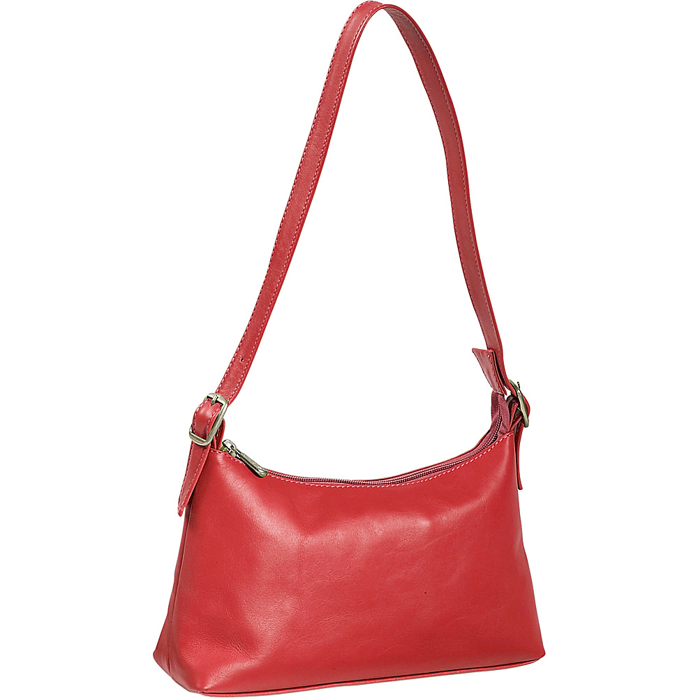 Piel Top Zip Mini Shoulder Bag Red