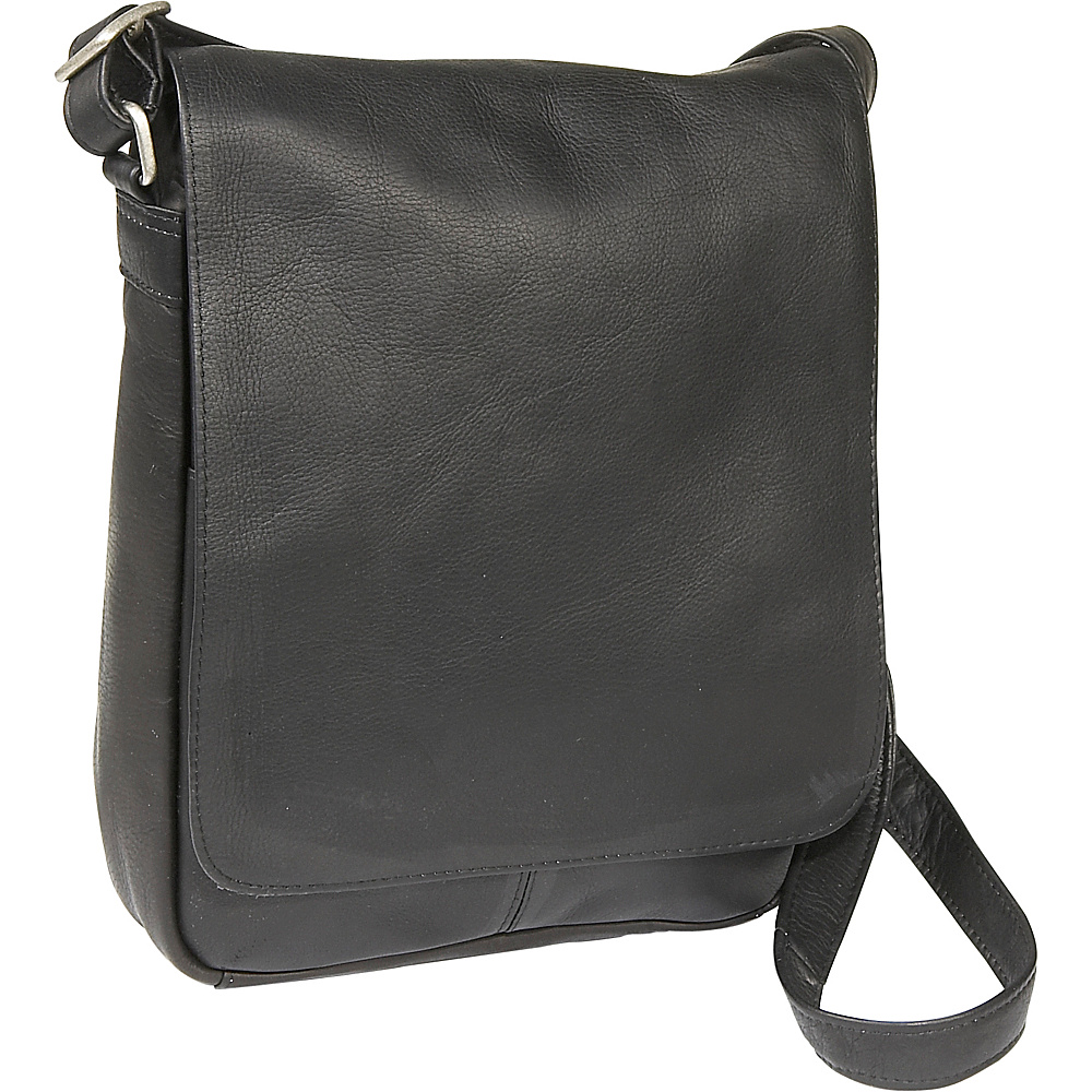 Le Donne Leather Flap Over Shoulder Bag Black