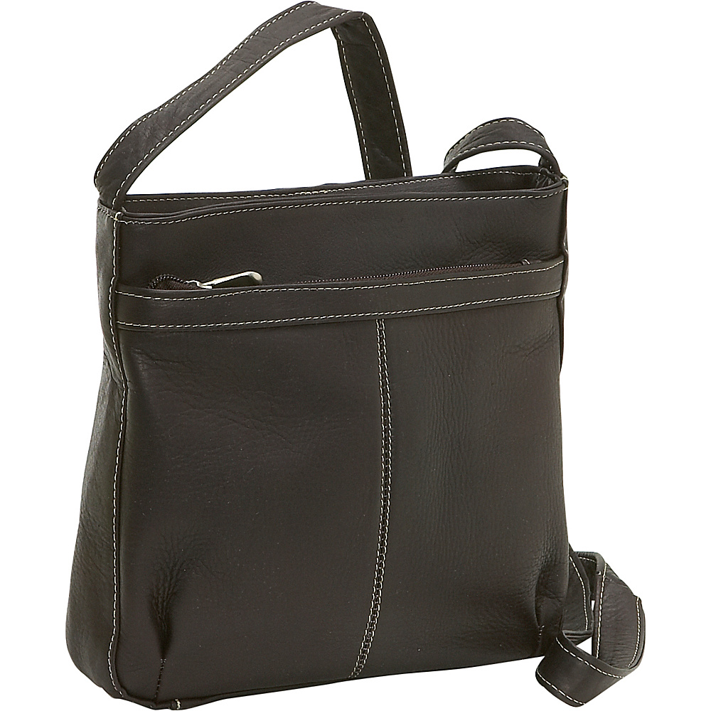 Le Donne Leather Shoulder Bag w Exterior Zip Pocket