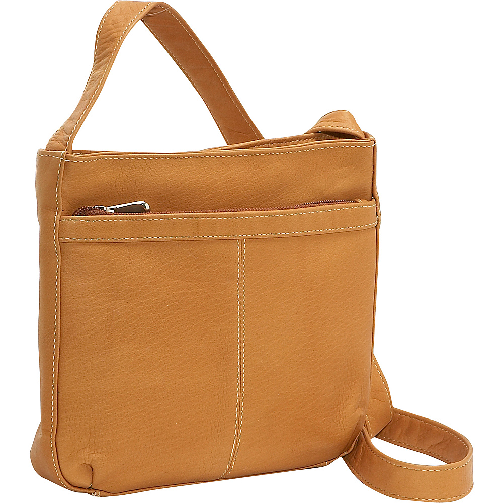 Le Donne Leather Shoulder Bag w Exterior Zip Pocket