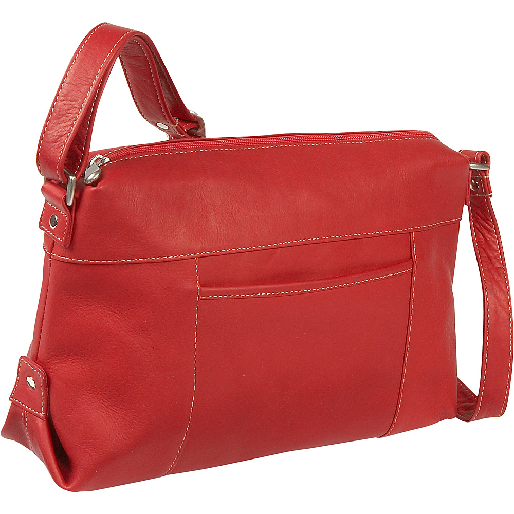 Le Donne Leather Top Zip Front Slip Shoulder Bag Red