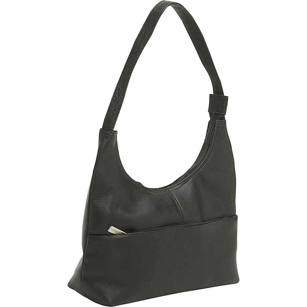 Le Donne Leather Top Zip Hobo Black