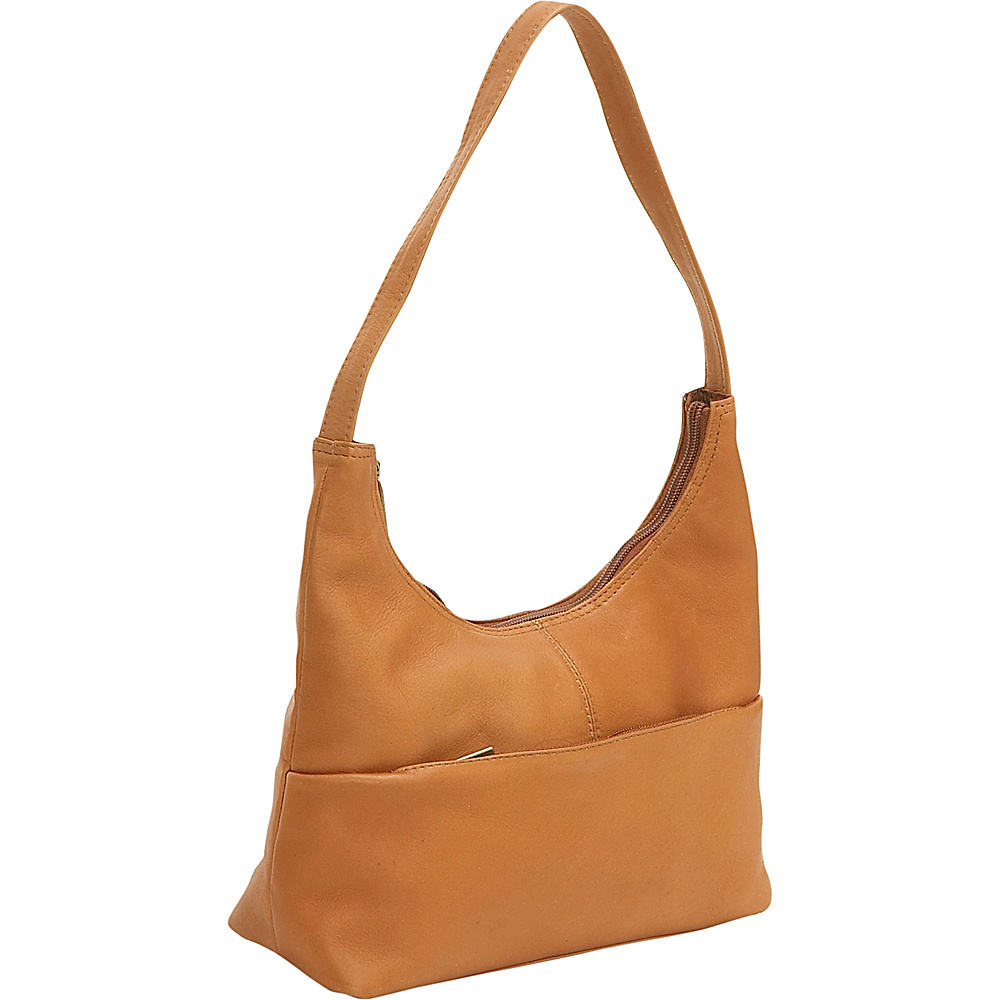 Le Donne Leather Top Zip Hobo Tan