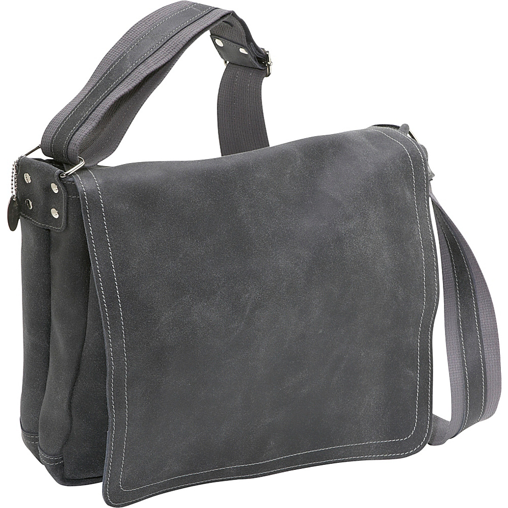 David King Co. Distressed Leather Full Flap Laptop Messenger M Distressed Grey David King Co. Messenger Bags