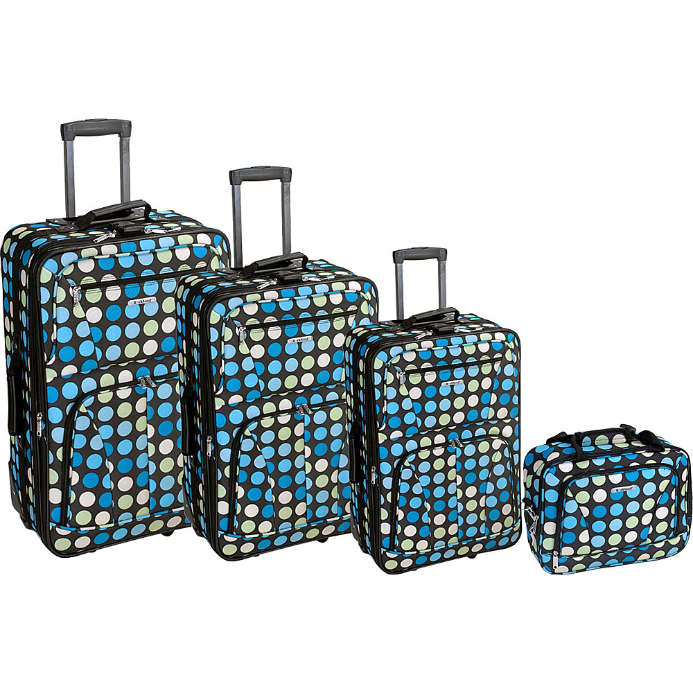 Rockland Luggage Polka Dot Expandable 4 Piece Luggage Set. Blue Dot Rockland Luggage Luggage Sets