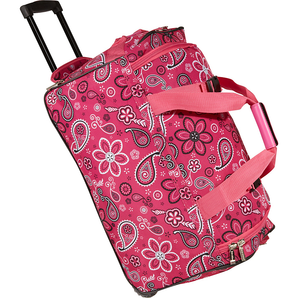 Rockland Luggage 22 Rolling Duffle Bag Pink Bandana