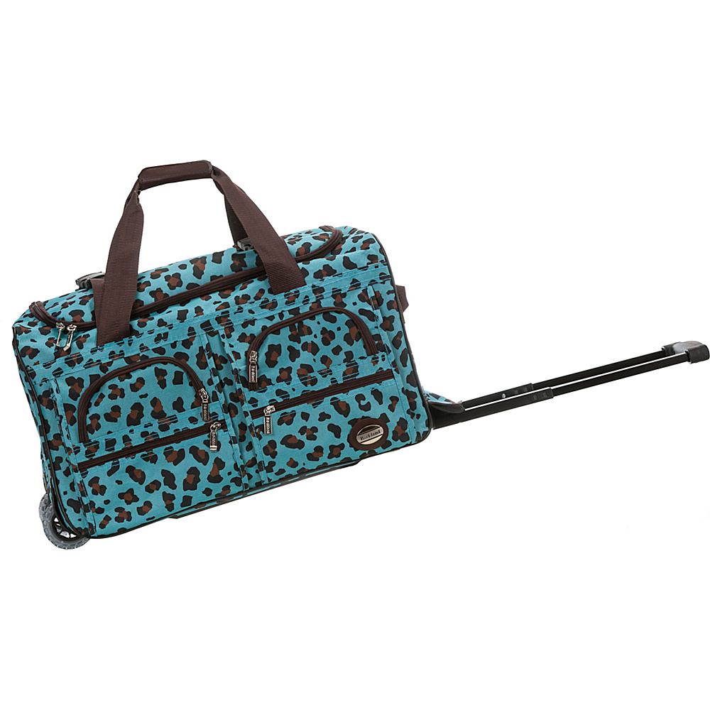 Rockland Luggage 22 Rolling Duffle Bag BLUE LEOPARD Rockland Luggage Softside Carry On
