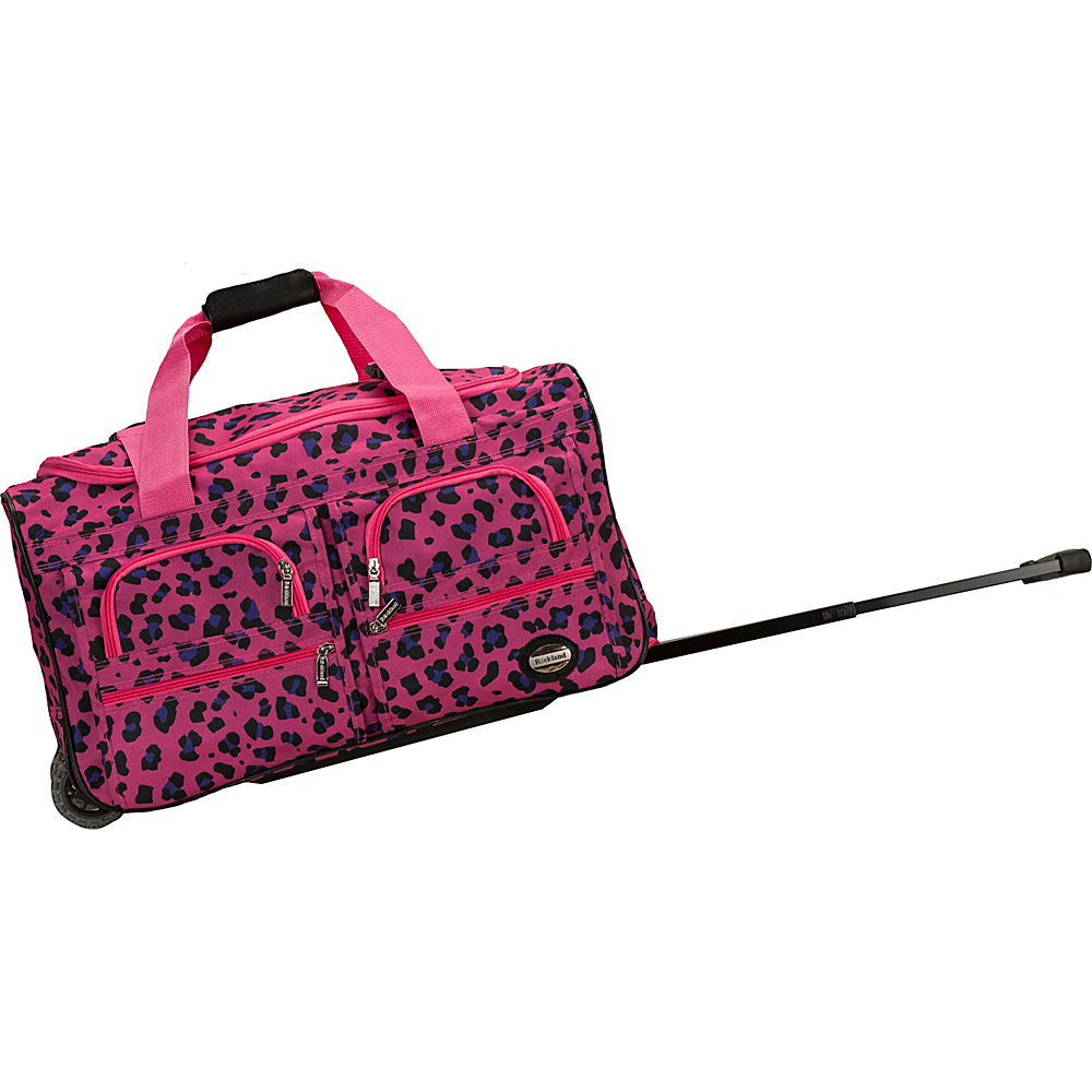 Rockland Luggage 22 Rolling Duffle Bag MAGENTA LEOPARD Rockland Luggage Softside Carry On