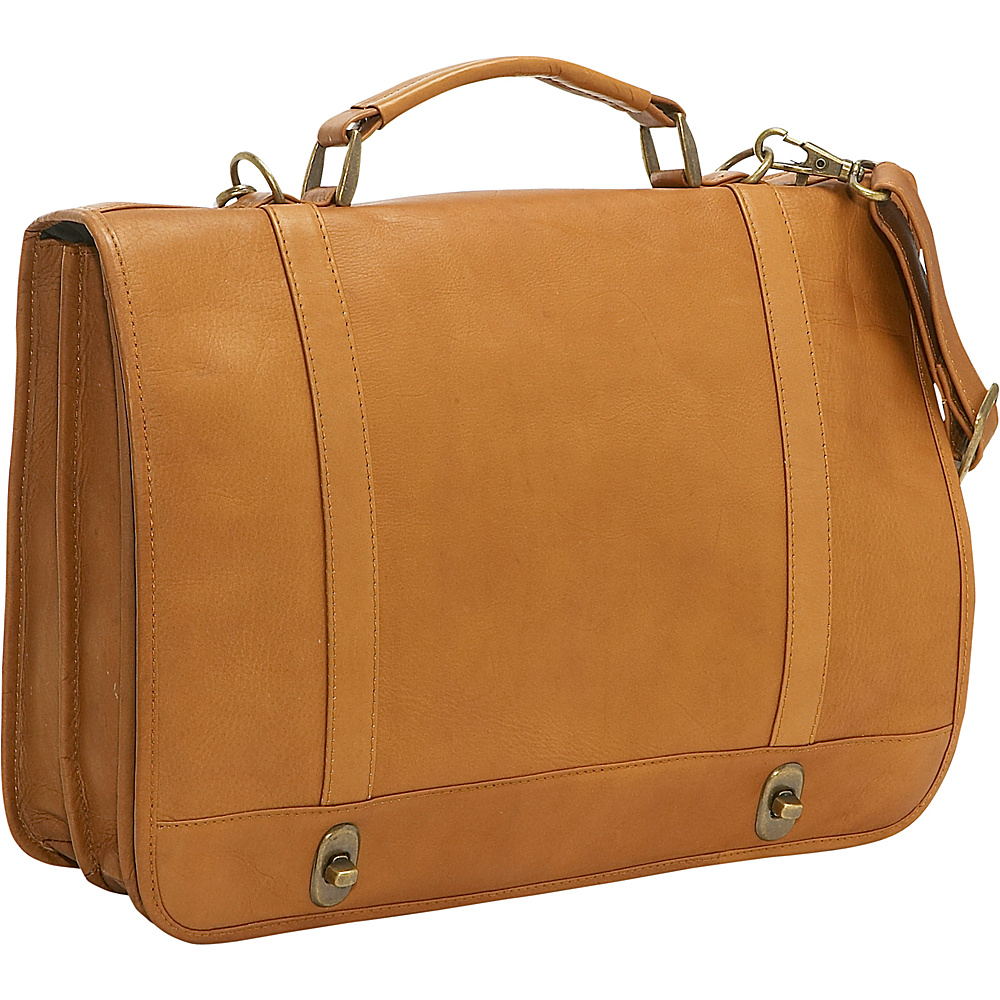Le Donne Leather Flap Over Twist Lock Brief Tan