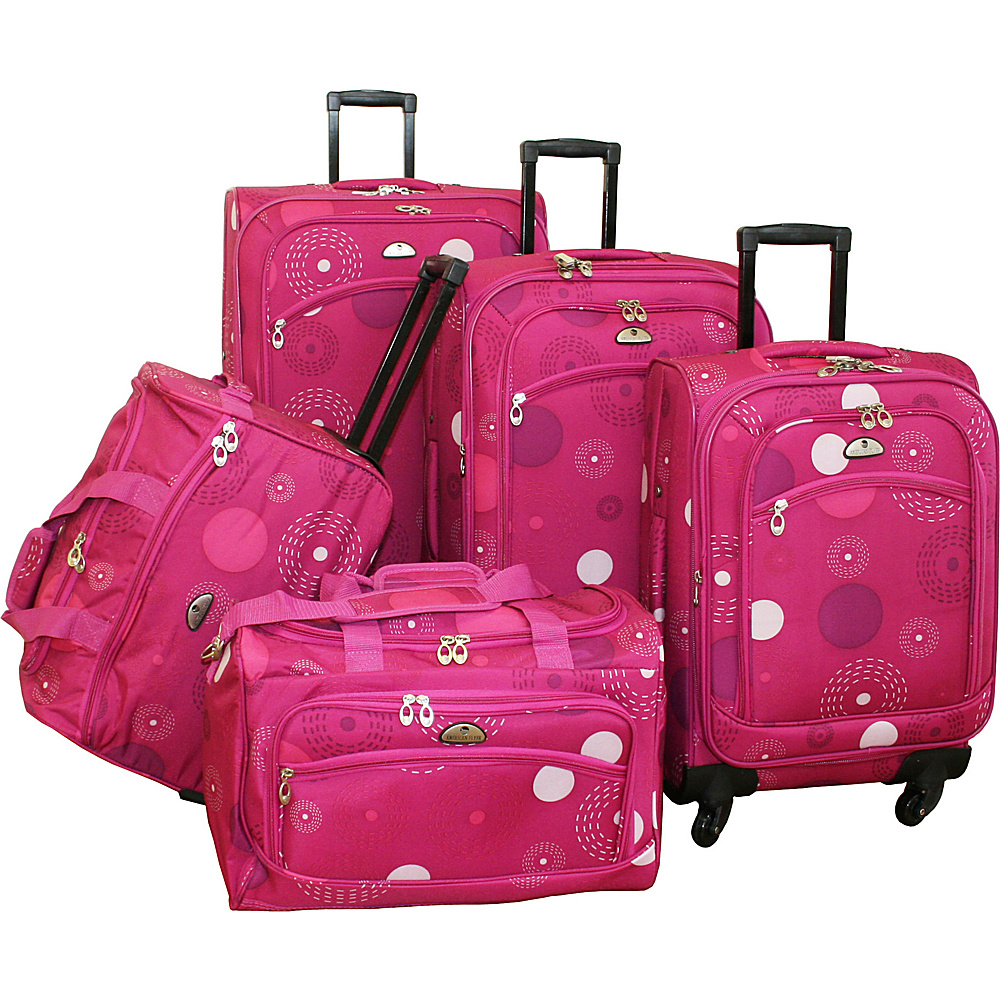 American Flyer 5 Piece Spinner Luggage Set Pink