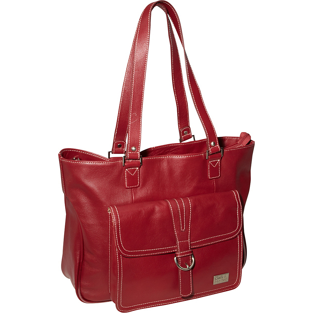 Clark Mayfield Stafford Pro Leather Laptop Tote 15.6 Deep Crimson Red Clark Mayfield Women s Business Bags