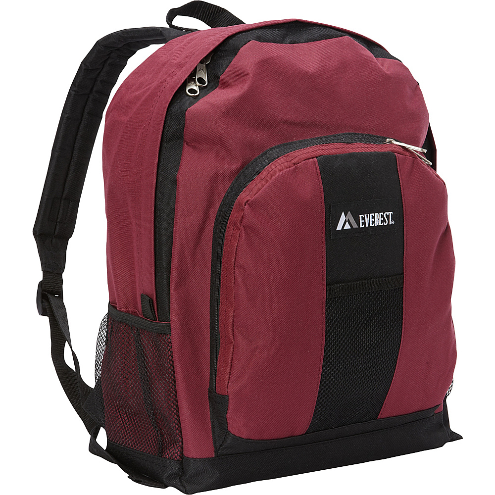 Everest Backpack with Front Side Pockets Burgundy Black Everest Everyday Backpacks