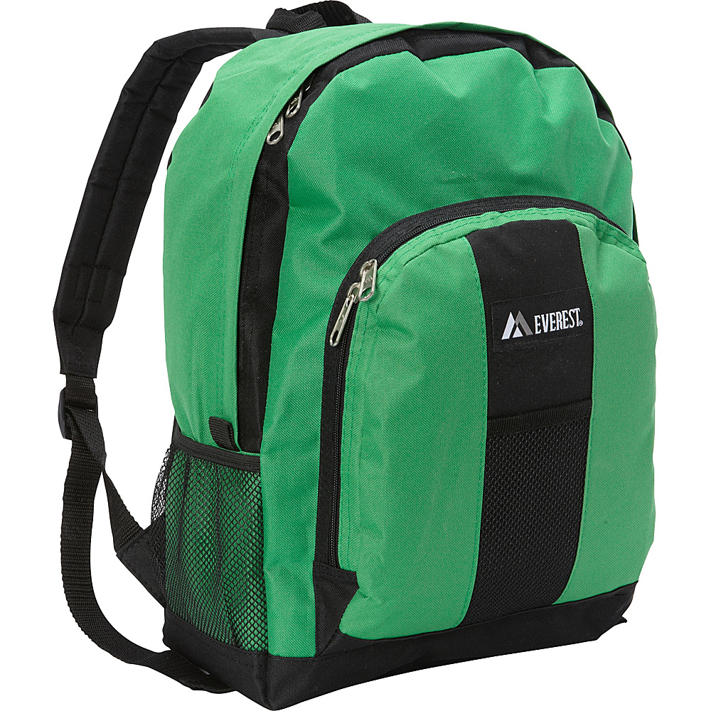 Everest Backpack with Front Side Pockets Emerald Green Black Everest Everyday Backpacks