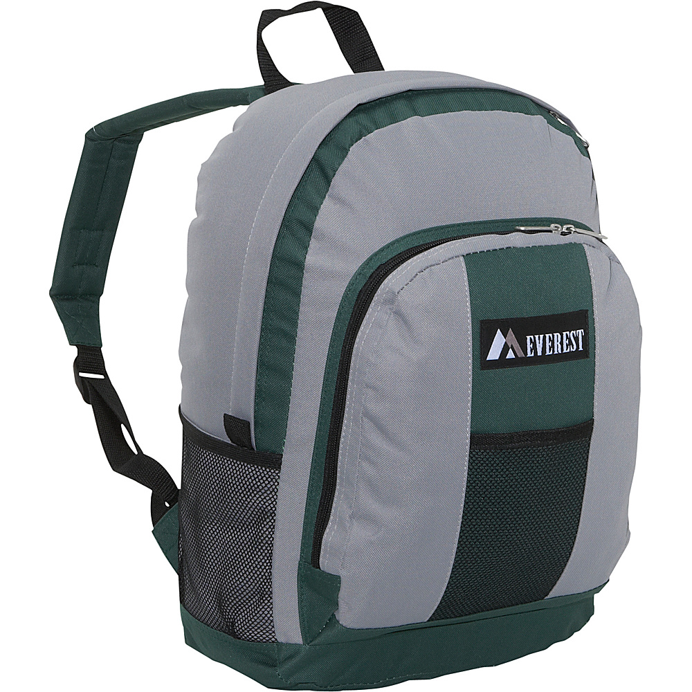 Everest Backpack with Front Side Pockets Green Gray
