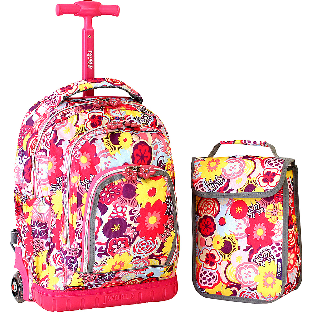 J World New York Lollipop Kids Rolling Backpack with Lunch Bag Kids ages 3 7 POPPY PANSY J World New York Rolling Backpacks