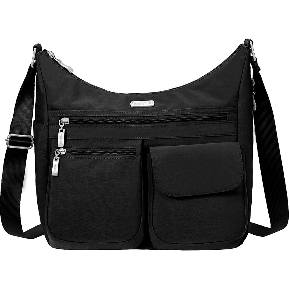 baggallini Everywhere Shoulder Bag with RFID Black Sand baggallini Fabric Handbags
