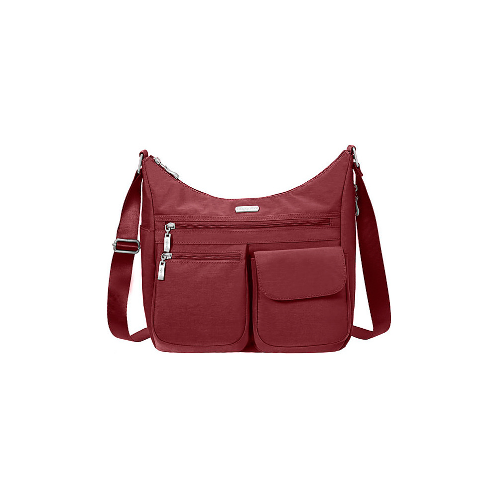 baggallini Everywhere Shoulder Bag with RFID Scarlet baggallini Fabric Handbags