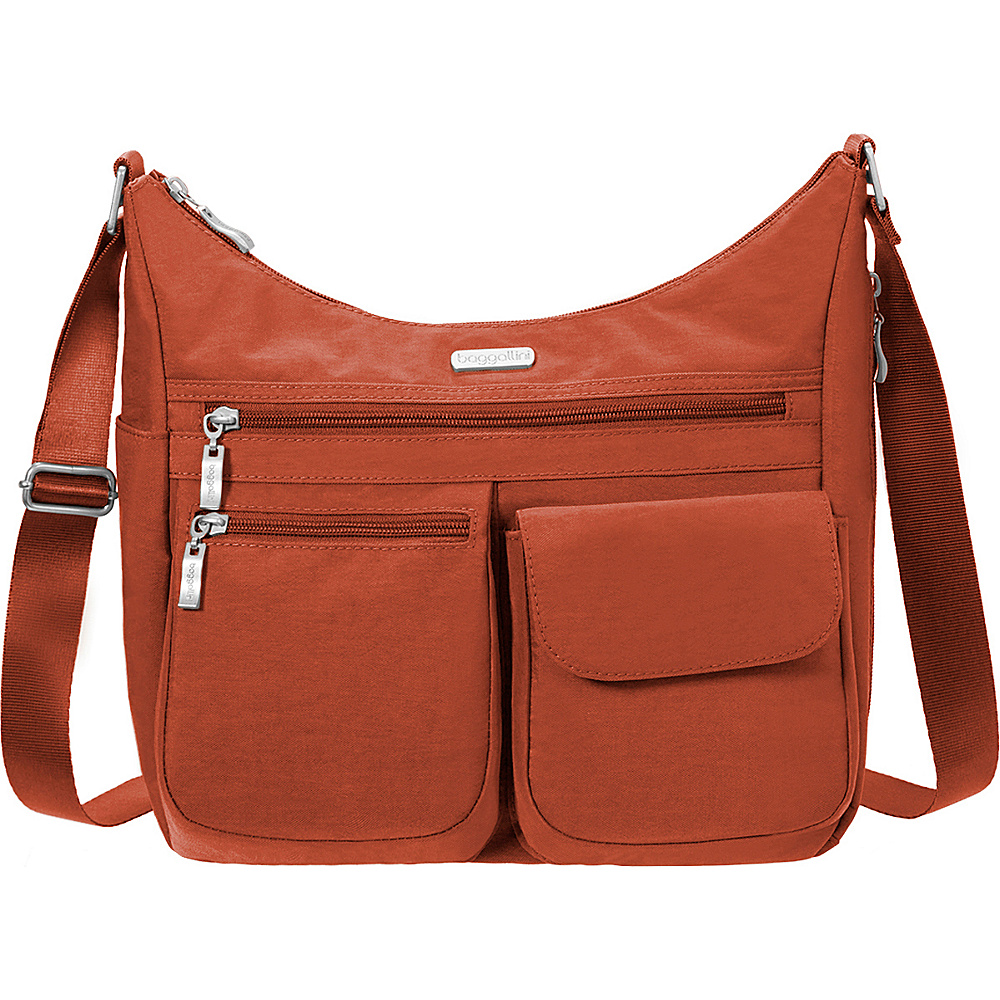 baggallini Everywhere Shoulder Bag with RFID Magenta baggallini Fabric Handbags