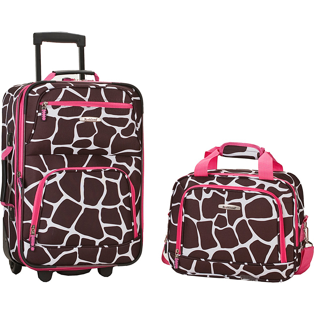 Rockland Luggage Rio 2 Piece Carry On Luggage Set Pink Giraffe Rockland Luggage Luggage Sets