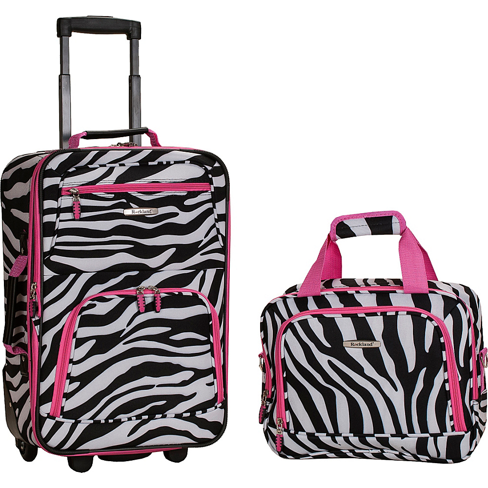 Rockland Luggage Rio 2 Piece Carry On Luggage Set Pink Zebra Rockland Luggage Luggage Sets