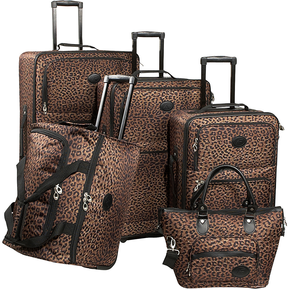 American Flyer Animal Print 5 Piece Luggage Set Leopard American Flyer Luggage Sets