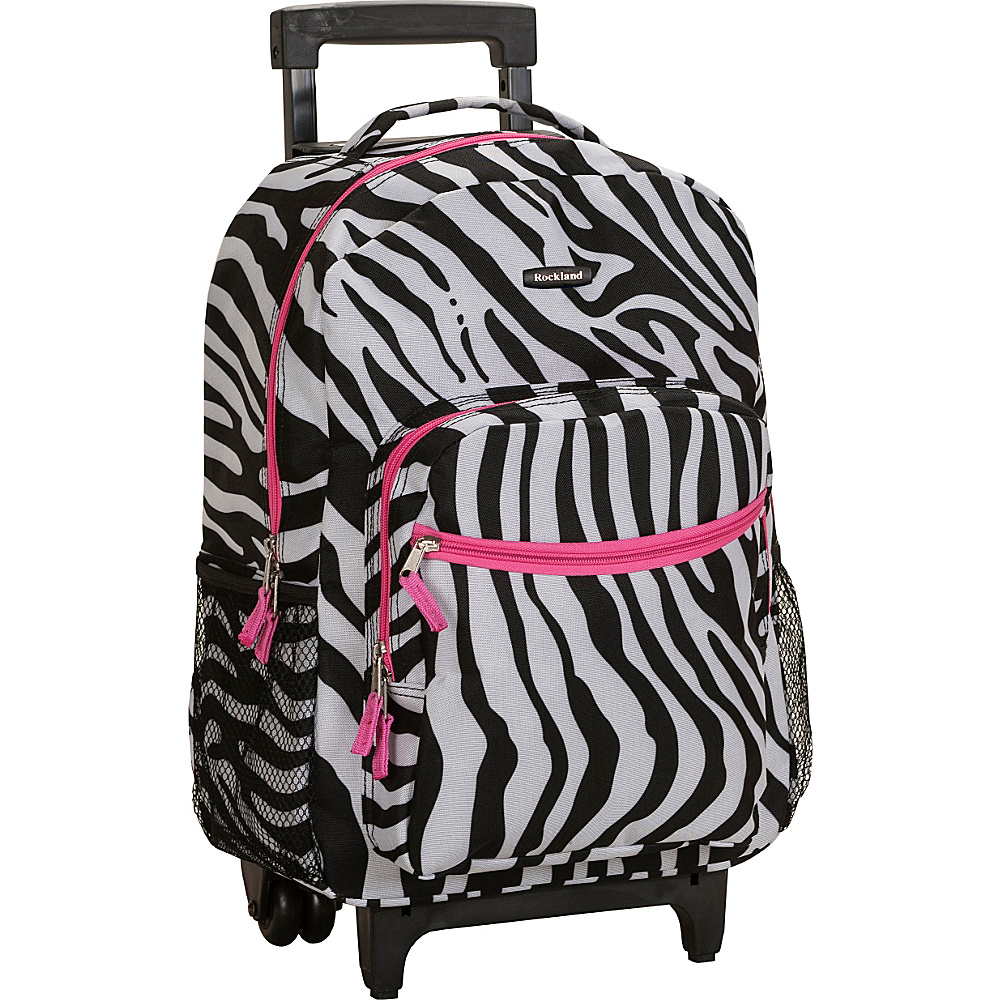 Rockland Luggage Roadster 17 Rolling Backpack Pink Zebra Rockland Luggage Rolling Backpacks