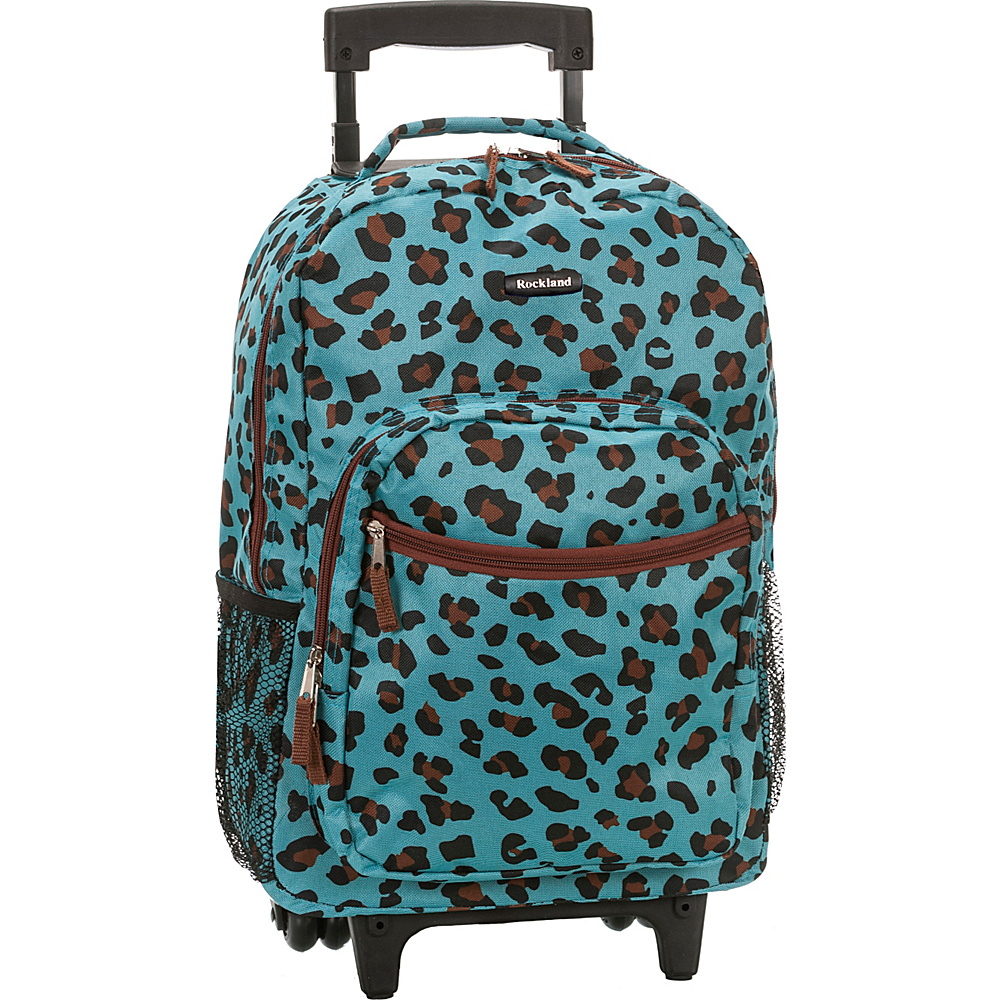 Rockland Luggage Roadster 17 Rolling Backpack BLUE LEOPARD Rockland Luggage Rolling Backpacks
