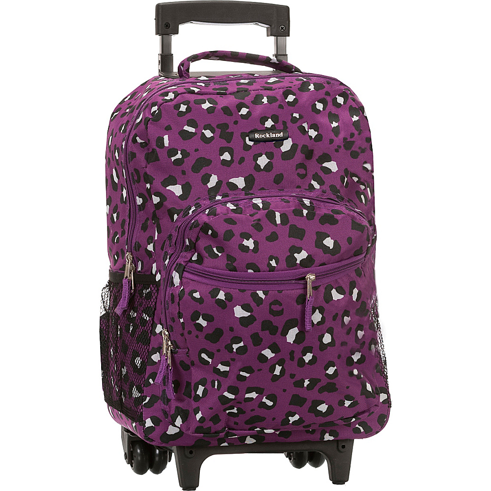 Rockland Luggage Roadster 17 Rolling Backpack Purple Leopard Rockland Luggage Rolling Backpacks