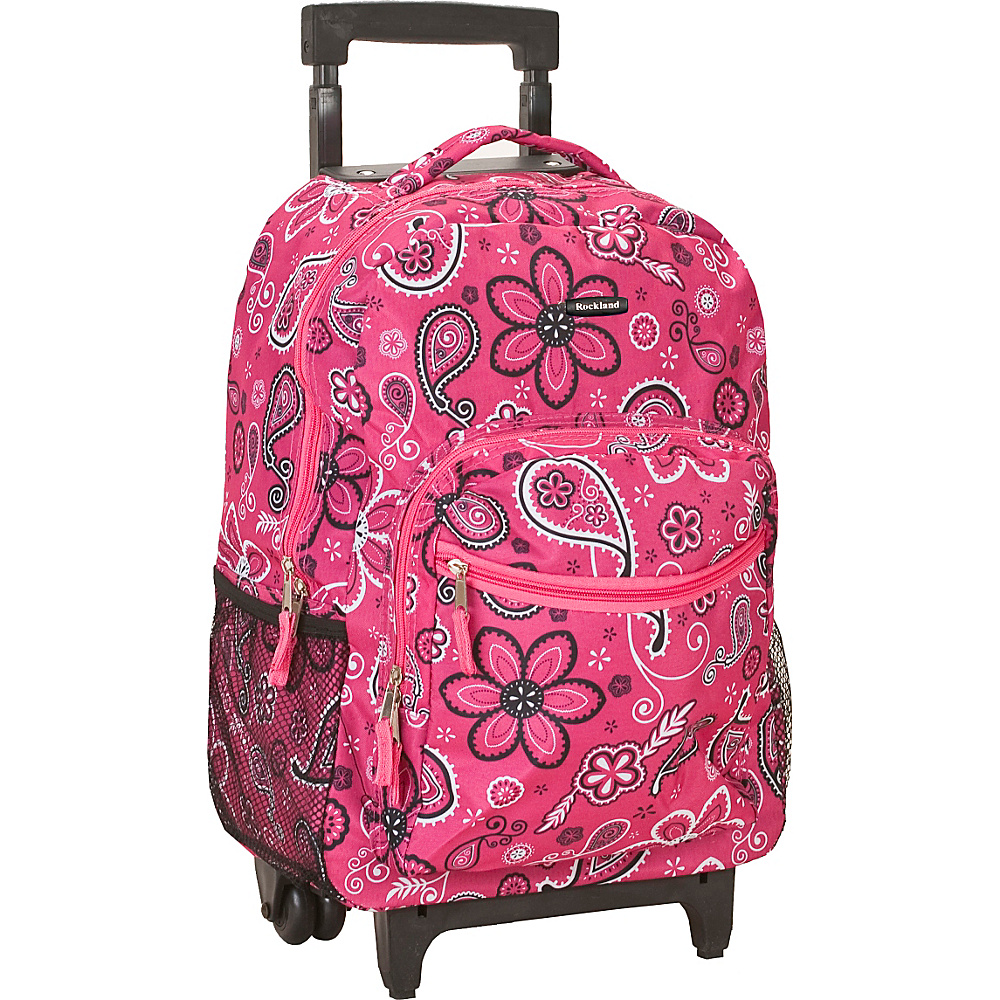 Rockland Luggage Roadster 17 Rolling Backpack Pink Bandana Rockland Luggage Rolling Backpacks