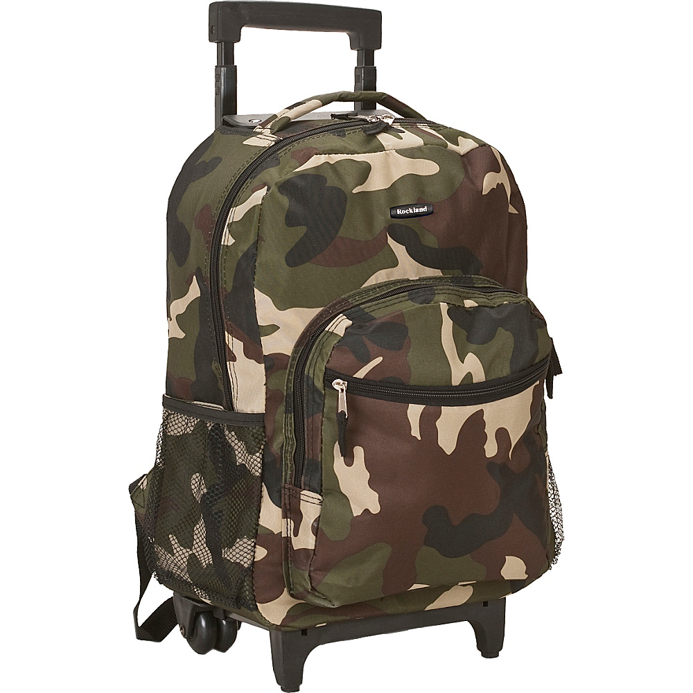 Rockland Luggage Roadster 17 Rolling Backpack Camouflage Green Rockland Luggage Rolling Backpacks