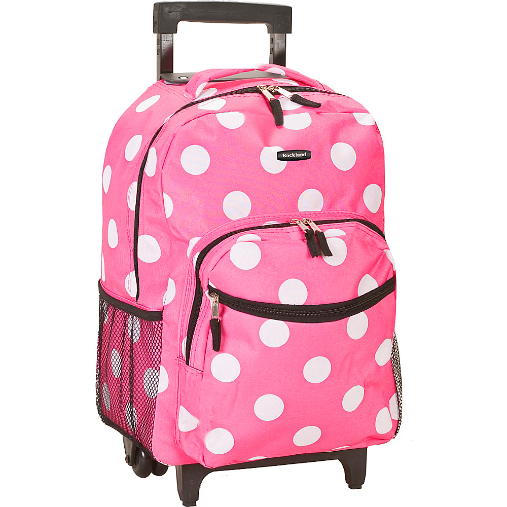 Rockland Luggage Roadster 17 Rolling Backpack Pink Dot Rockland Luggage Rolling Backpacks