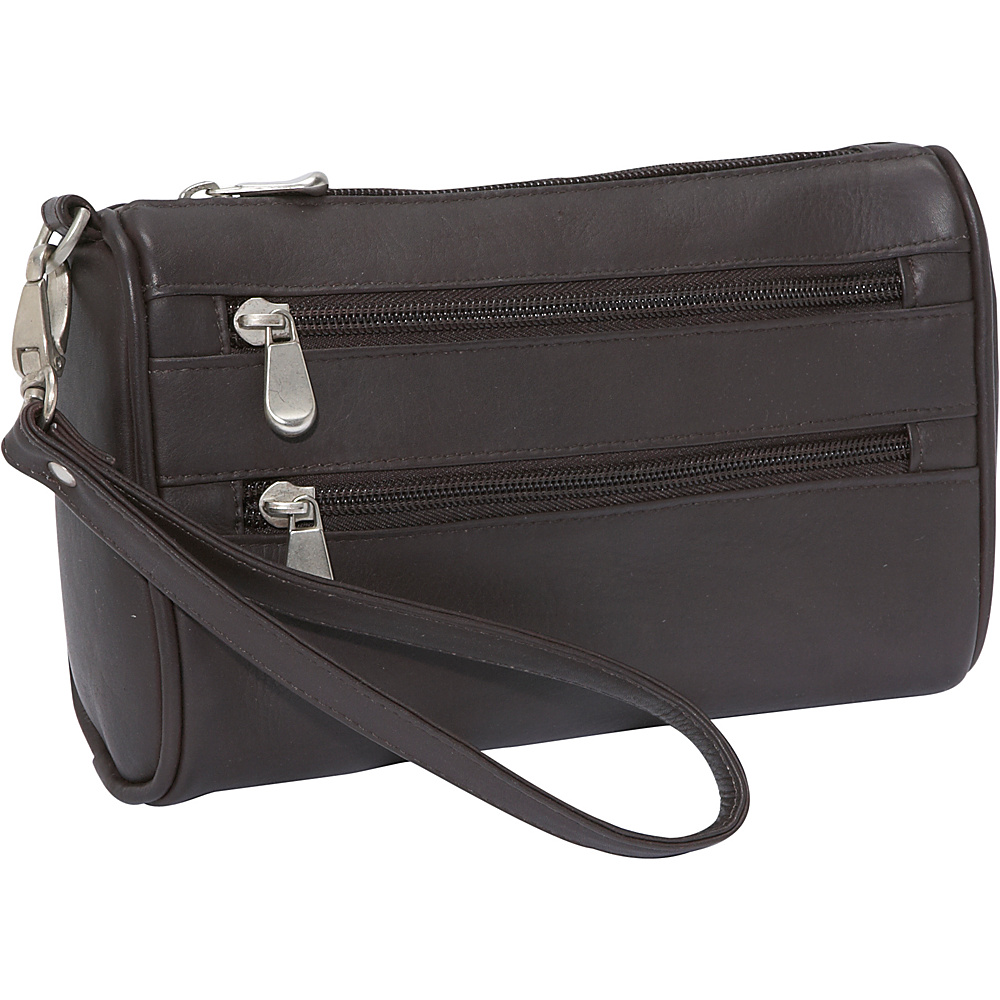 Le Donne Leather Two Zip Wristlet Clutch Caf