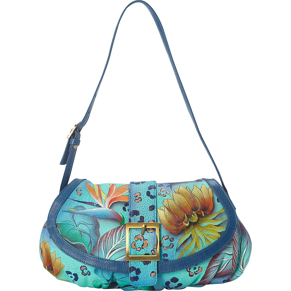 Anuschka Small Ruched Flap Shoulder Handbag Tropical Dream Anuschka Leather Handbags