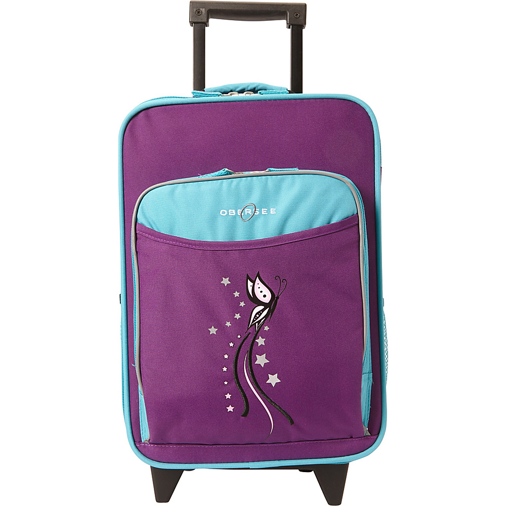Obersee Kids Butterfly 16 Upright Turquoise Butterfly Obersee Softside Carry On