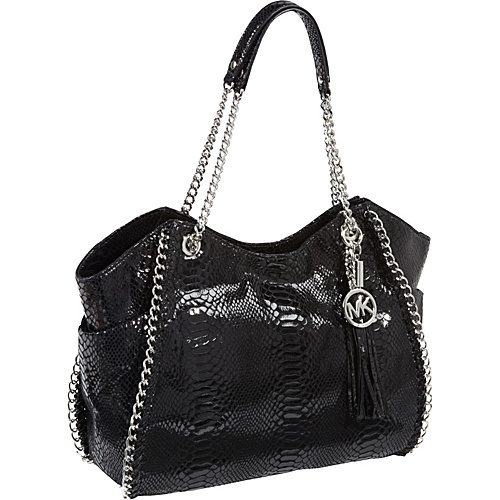 Michael Michael Kors Chelsea Large Shoulder Tote- Patent Python Black –  Michael Michael Kors Designer Handbags